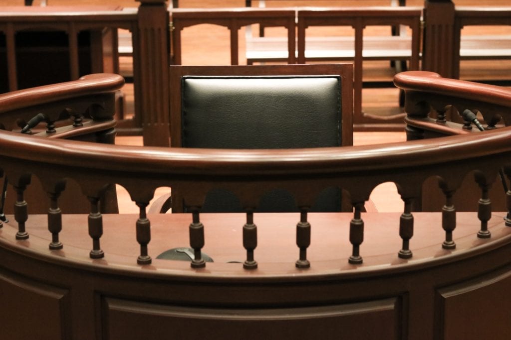 View of the witness stand.